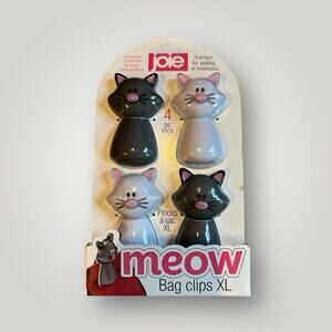 Joie Meow Cats XL Bag Clips, 4-Pack, Gray / White